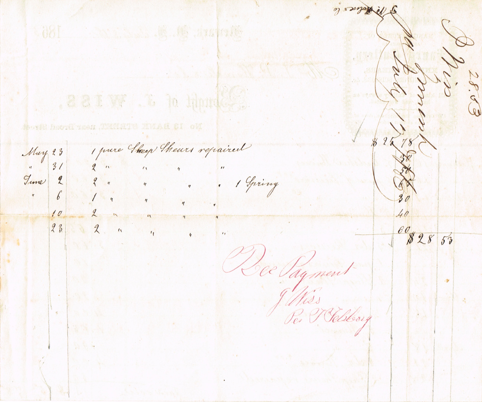 Howell receipt 1865 2