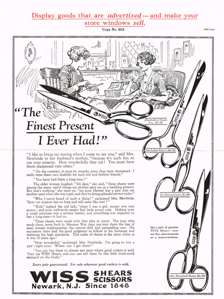 Wiss Shears and Scissors, Advertised in Newspapers and Magazines: Page 6