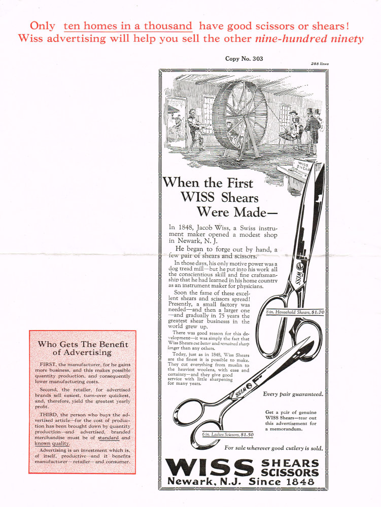 Wiss Shears and Scissors, Advertised in Newspapers and Magazines: Page 8