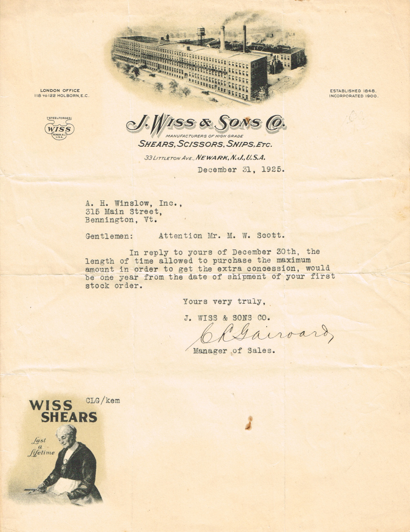 1925 12 31 letter AH Winslow