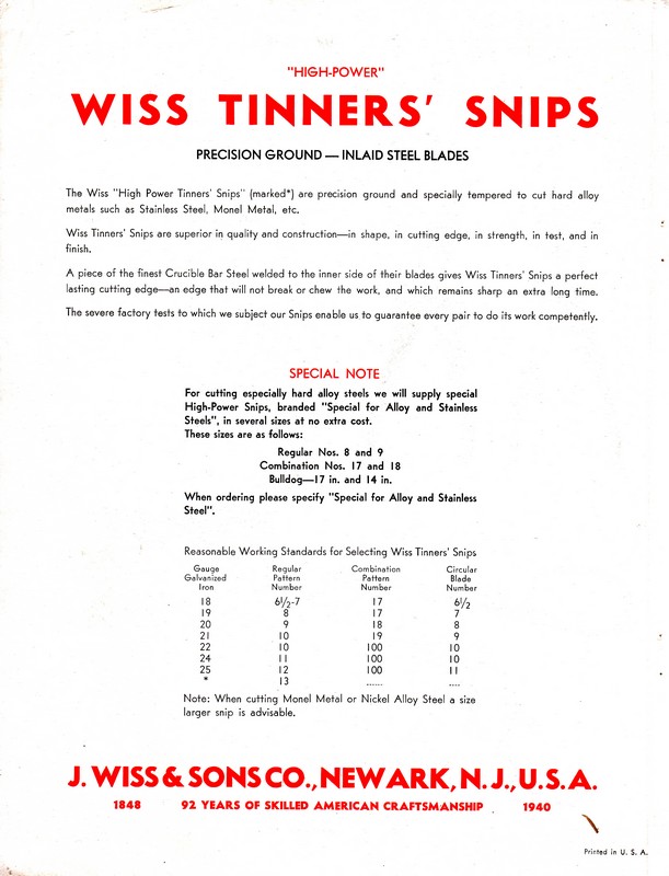 "High-Power" Tinners' Snips 1940: Page 2