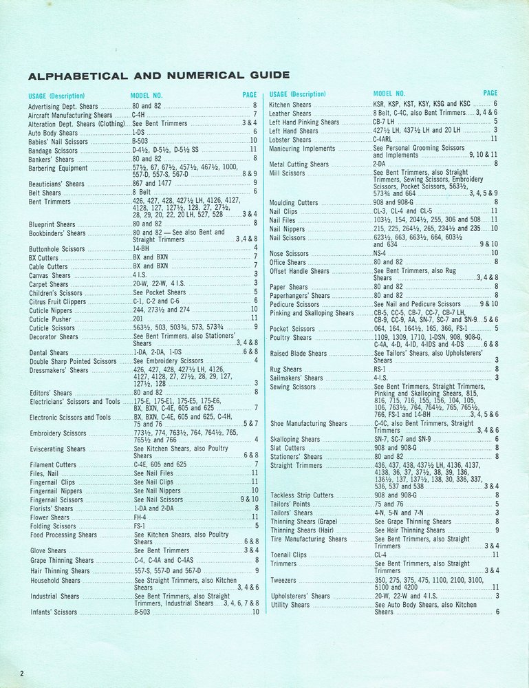 1962 Retail Price List Catalog: Page 2