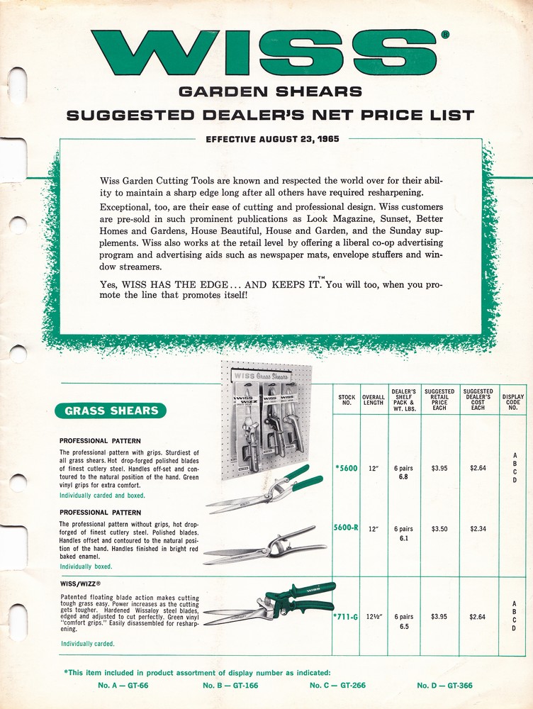 Garden Shears Catalog 1965: Page 1