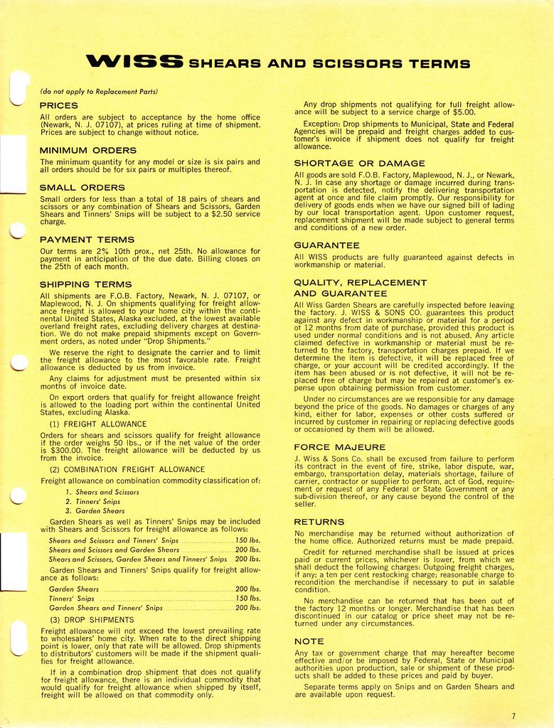 Suggested Retail Price List 1967: Page 7