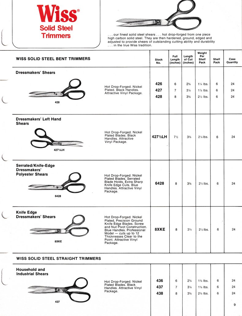 The Cooper Group: Wiss Shears & Scissors Catalog 800-A: Page 9