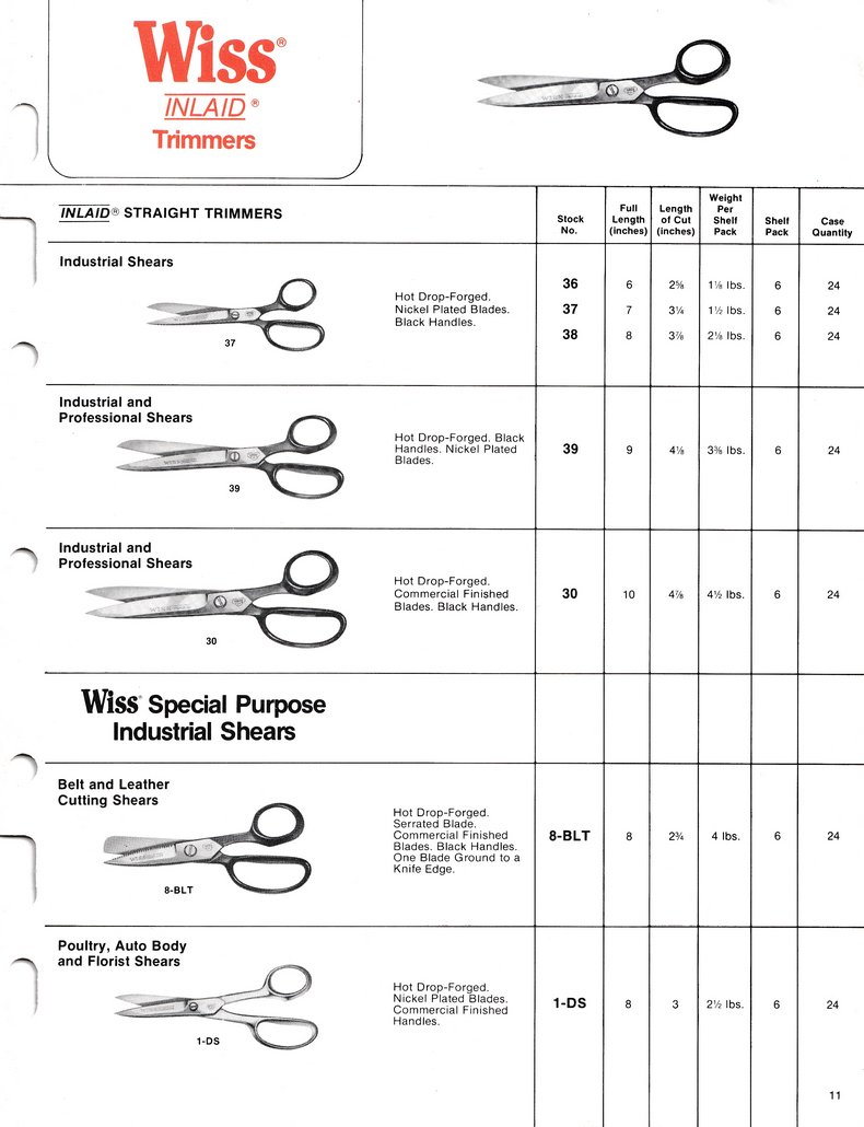 The Cooper Group: Wiss Shears & Scissors Catalog 800-A: Page 11