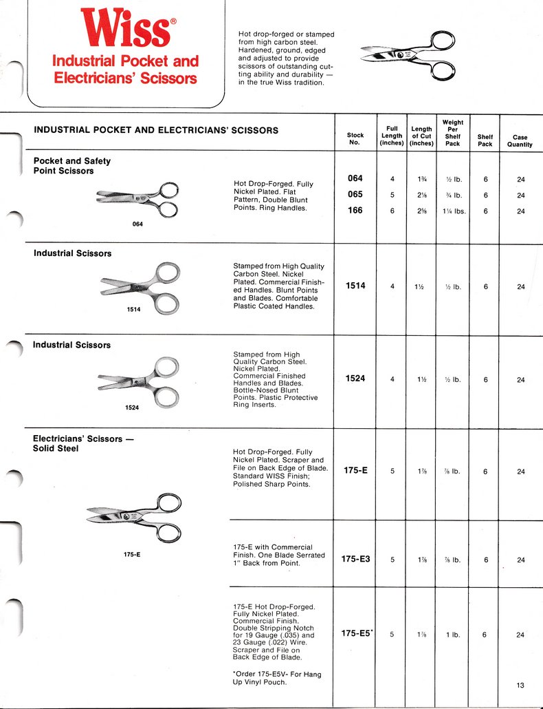 The Cooper Group: Wiss Shears & Scissors Catalog 800-A: Page 13
