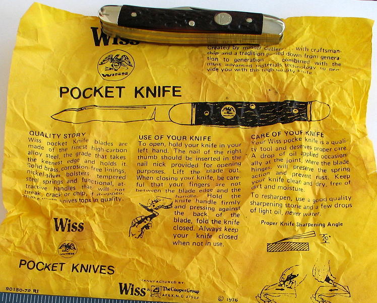 Wiss Cooper knife sheet 1976