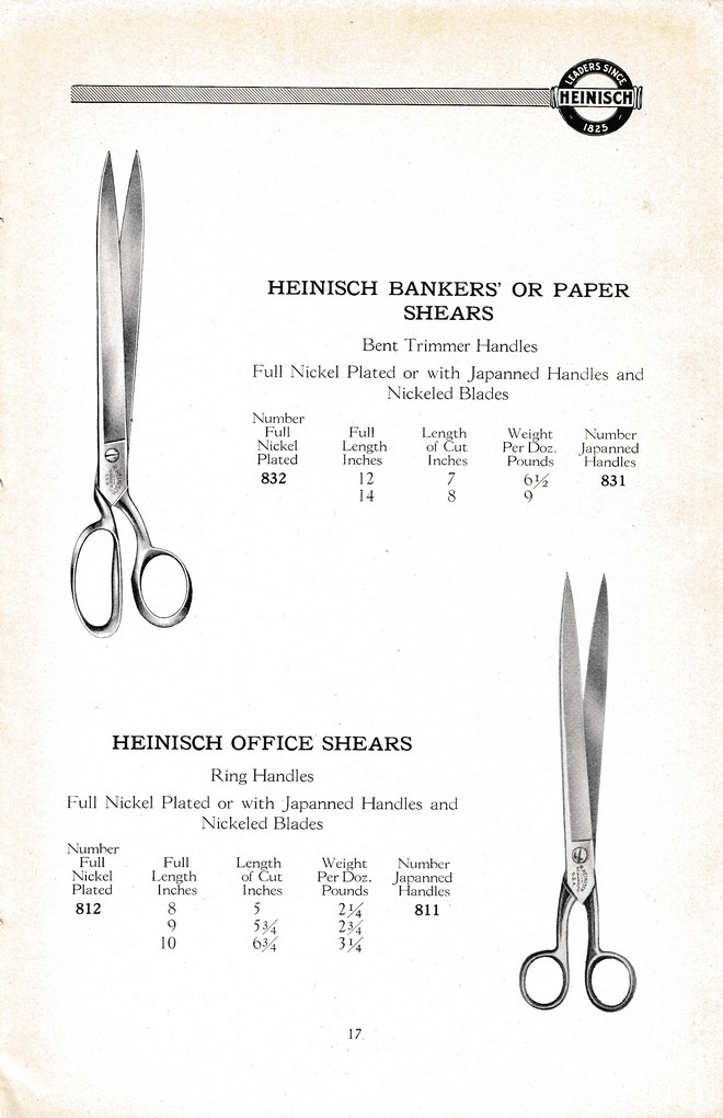 R. Heinisch Sons' Works: Catalog circa 1916+ Without prices: Page 17
