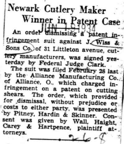 1934-06-19 Cutlery Maker Winner in Patent Case