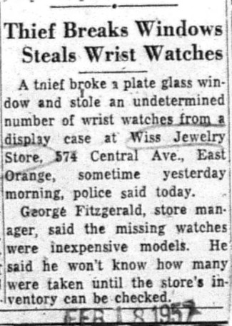 1957-02-18 Thief Breaks Window Steals Watches