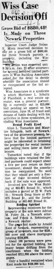 1964-12-21 Wiss Case Bid for 3 properties judge delays