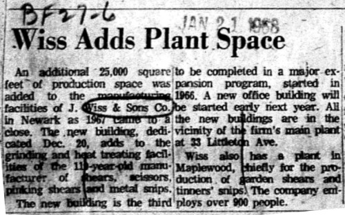 1968-01-21 Wiss Adds Plant Space