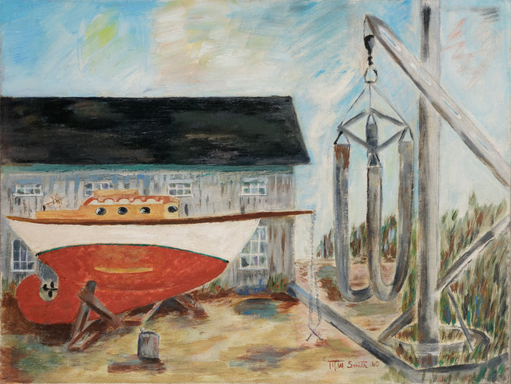 Boatyard 1960 acrylic on canvas panel