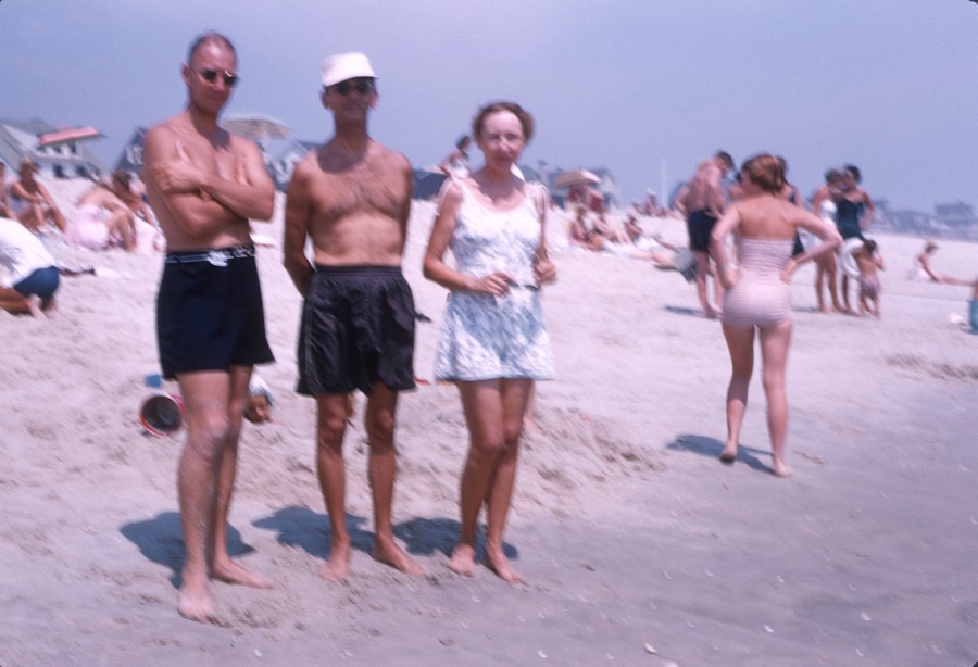 BH Beach June 1954 1 Norm Jr Norm Mildred