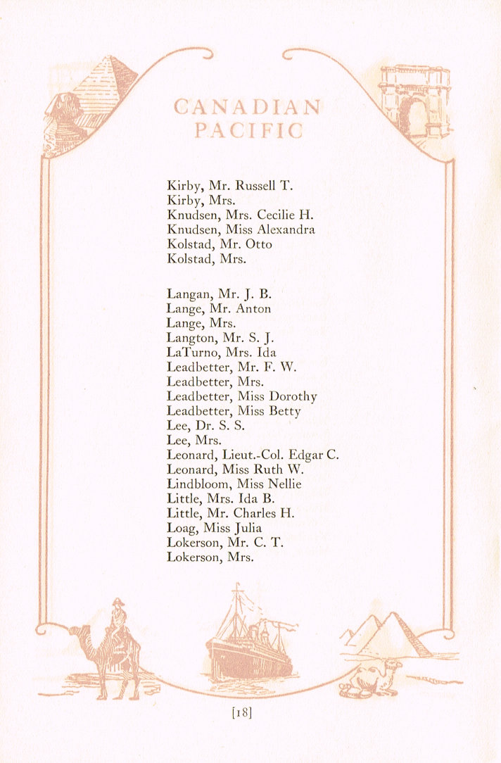 Passenger List: Page 18