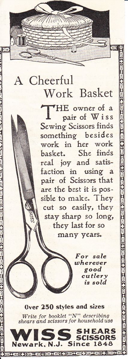 Ad: 1923-Needlecraft-A-Cheerful-Work-Basket