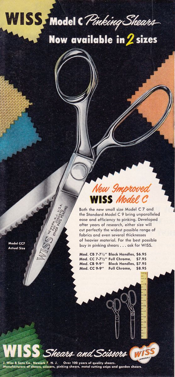 Ad: 1951-approx-Model-C-Pinking-Shears-Now-available-in-2-sizes