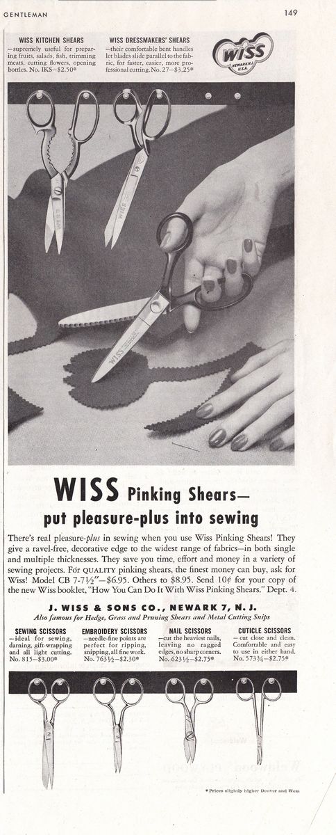 Ad: 1952-Oct-Country-Gentleman-Wiss-Pinking-Shears
