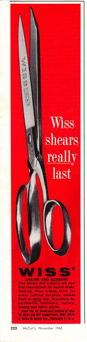 Ad: 1962-11-McCalls-Wiss-shears-really-last