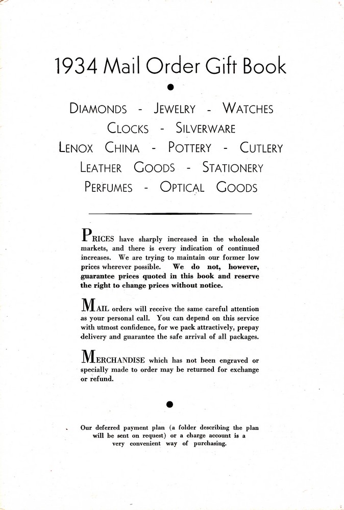 Wiss Sons: 1934 Mail Order Gift Book: Page 2