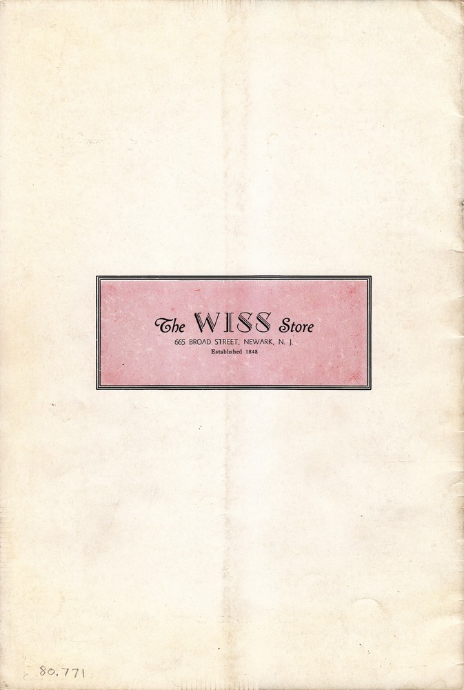 Wiss Sons: 1934 Mail Order Gift Book: Back