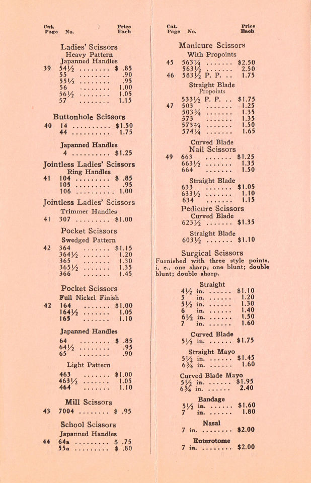 Price List 1929 cost per dozen 4